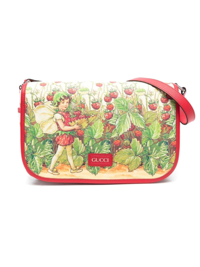 Gucci Kids' Strawberry Fairy Canvas Messenger Bag In Multicolor