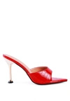 London Rag French Cut High Heel Croc Slides In Red