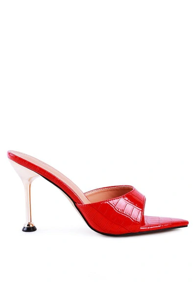 London Rag French Cut High Heel Croc Slides In Red