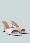 London Rag French Cut High Heel Croc Slides In White