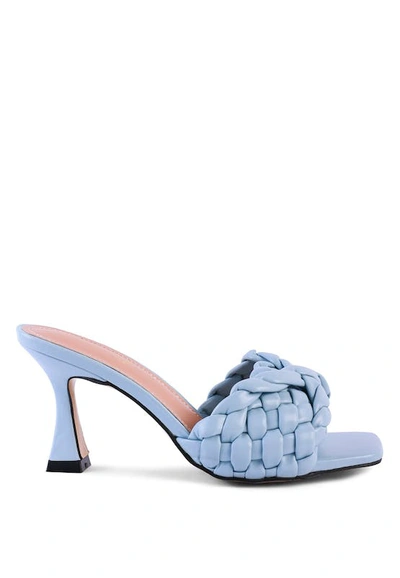 London Rag Celie Woven Strap Mid Heel Sandals In Blue