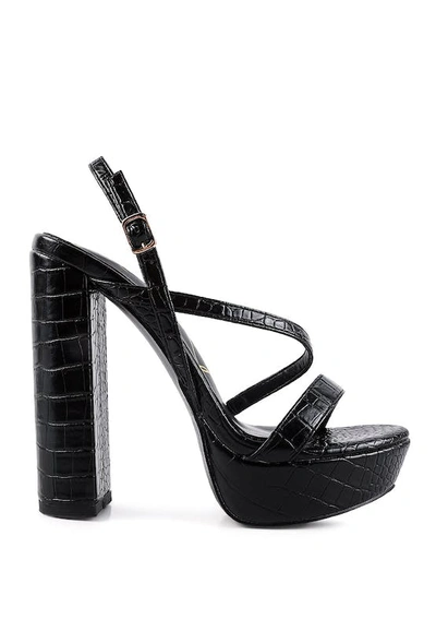 London Rag Slegs Slingback Block High Heeled Sandals In Black