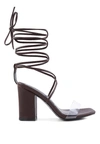 London Rag High Cult Strappy Tie-up Block Heels In Brown