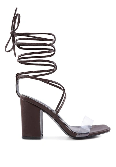 London Rag High Cult Strappy Tie-up Block Heels In Black