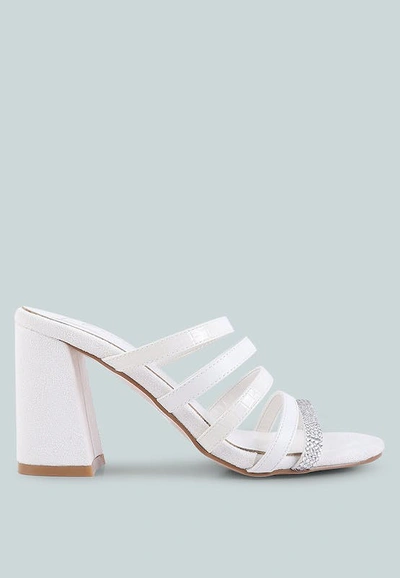 London Rag Peaches Multi Strap Diamante Detail Sandals In White