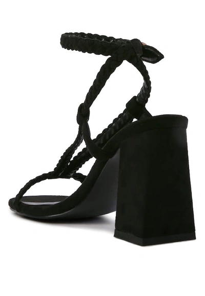 London Rag Smoosh Braided Block Heel Sandals In Black