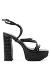 London Rag Beam Tips Strappy Platform Chunky High Heels Sandals In Black