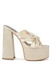 London Rag Strobing Knotted Chunky Platform Heels In White