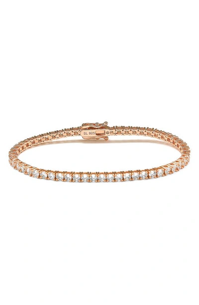 Suzy Levian Rose Gold Plated Sterling Silver & Cubic Zirconia Tennis Bracelet