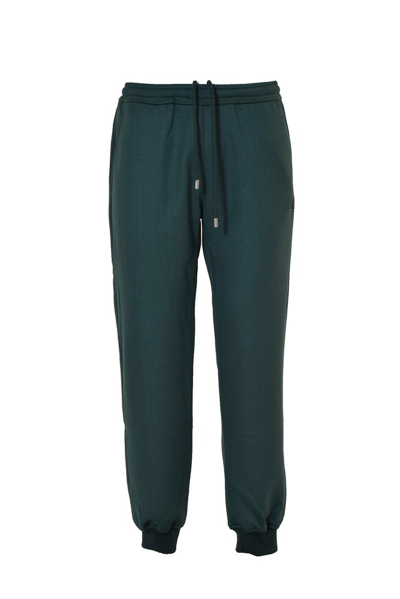Lanvin Logo Embroidered Drawstring Track Pants In Green