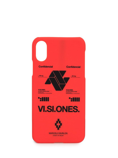 Marcelo Burlon County Of Milan Logo Printed Iphone X Case In Red