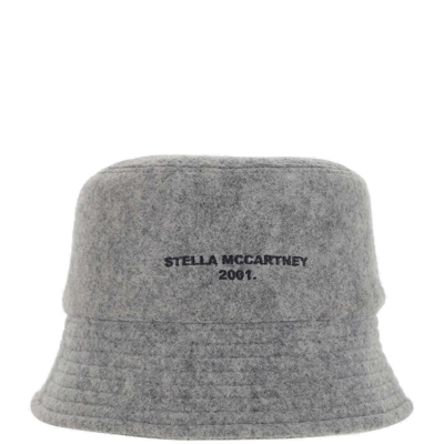 Stella Mccartney 2001 Embroidered Logo Eco Felt Bucket Hat In Grey