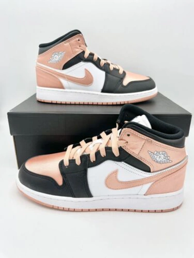 Pre-owned Nike Air Jordan 1 Mid Gs Light Madder Root Damen Schuhe Sneaker 39