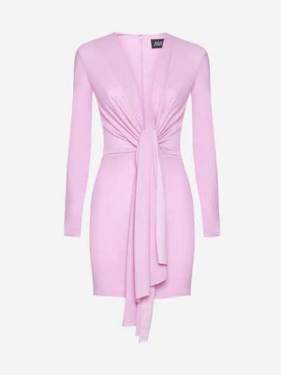 Solace London Renzo Draped Stretch-crepe Mini Dress In Pink
