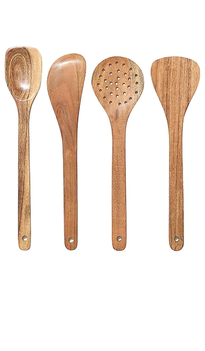 Public Goods Acacia Wooden Utensils Set Of 4 In N,a