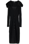 Blumarine Midi Dress In Black Knit With Eco-fur Collar In Black
