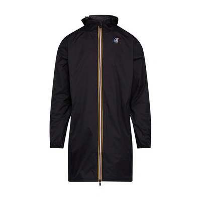 Kway Le Vrai 3.0 Eiffel Long Windbreaker In Pure Black