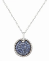 Suzy Levian Sterling Silver Sapphire Circle Pendant Necklace In Blue
