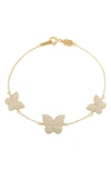 Suzy Levian Cubic Zirconia Butterfly Bracelet In Gold