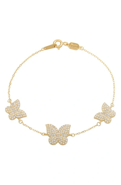 Suzy Levian Cubic Zirconia Butterfly Bracelet In Gold