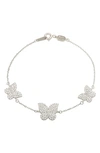 Suzy Levian Cubic Zirconia Butterfly Bracelet In White