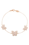 Suzy Levian Rose Sterling Silver Cubic Zirconia Butterfly Bracelet