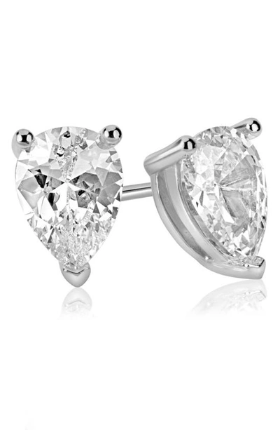 Suzy Levian Gold Plated Pear Shape Cz Stud Earrings In White
