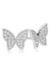 Suzy Levian Sterling Silver Cz Butterfly Stud Earrings In White