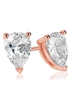 Suzy Levian Gold Plated Pear Shape Cz Stud Earrings In Rose