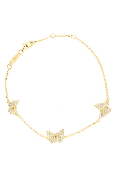 Suzy Levian Butterfly Cubic Zirconia Bracelet Set In Gold