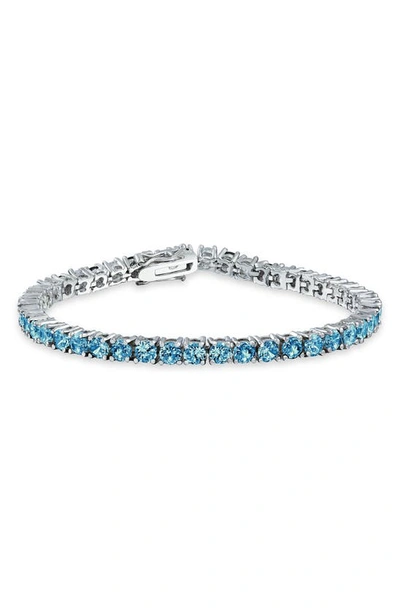 Bling Jewelry Round Mulicolor Cz Bracelet In Blue