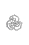 Suzy Levian Sterling Silver Pavé Cz Flower Ring In White