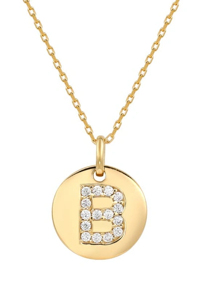 Suzy Levian Cz Initial Disc Pendant Necklace In White B