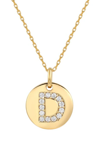 Suzy Levian Cz Initial Disc Pendant Necklace In White D