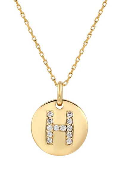 Suzy Levian Cz Initial Disc Pendant Necklace In White H