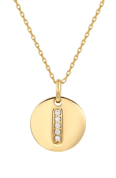 Suzy Levian Cz Initial Disc Pendant Necklace In White I