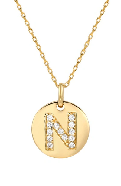 Suzy Levian Cz Initial Disc Pendant Necklace In White N