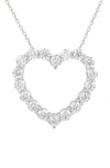 Suzy Levian Sterling Silver Cubic Zirconia Heart Pendant Necklace In White