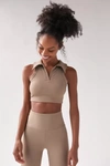 Year Of Ours Gabriella Ribbed Collared Sports Bra In Brown