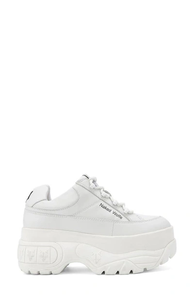 Naked Wolfe Sporty Chunky Platform Sneaker In White Leather
