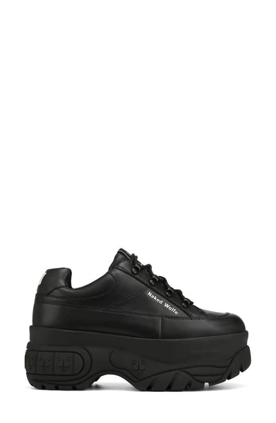 Naked Wolfe Black Sporty 70 Platform Leather Trainers