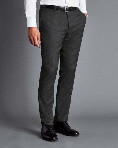 Charles Tyrwhitt Ultimate Performance Birdseye Suit Trousers In Grey