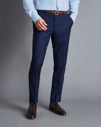 Charles Tyrwhitt Men's  Ultimate Performance Birdseye Suit Trousers In Blue