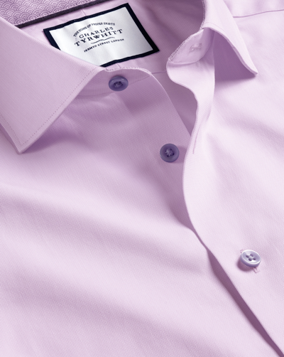 Charles Tyrwhitt Semi-cutaway Collar Twill With Printed Trim Cotton Dress Shirt In Purple