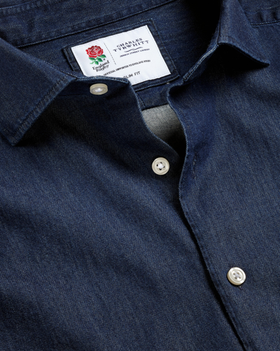 Charles Tyrwhitt England Rugby Denim Cotton Shirt In Blue