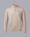 Charles Tyrwhitt England Rugby Merino Zip Neck Wool Sweater In Neutral