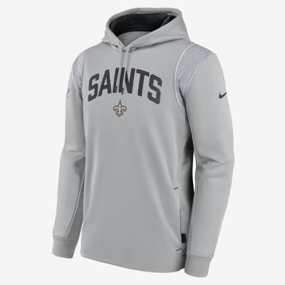 Nike Men's  Therma Athletic Stack (nfl New Orleans Saints) Pullover Hoodie In Grey