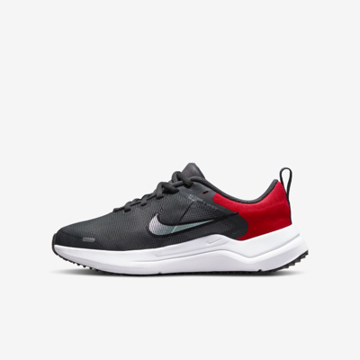 Nike Downshifter 12 Big Kids' Road Running Shoes In Anthracite,light Smoke Grey,university Red,light Smoke Grey