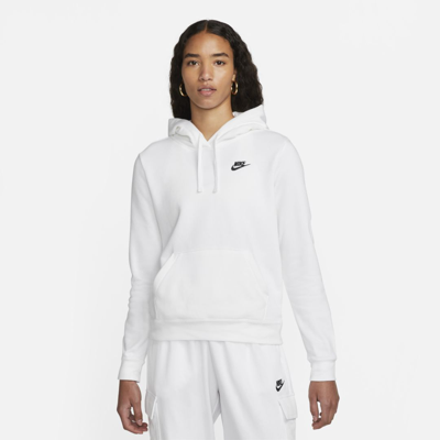 Nike Women's  Sportswear Club Fleece Pullover Hoodie In White/black