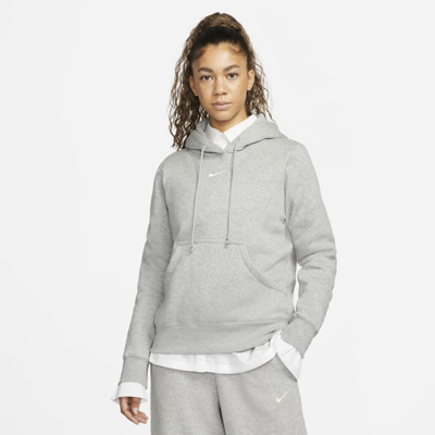 Nike Women's  Sportswear Phoenix Fleece Pullover Hoodie In Dark Grey Heather/sail